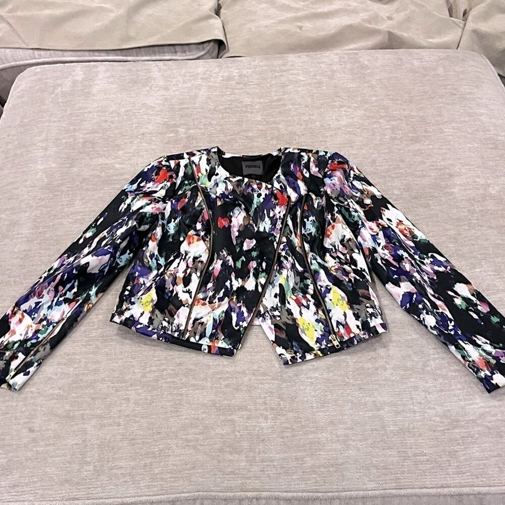 FORENZA WATERCOLOR ZIPPER CROP JACKET- SIZE S Office Siren - Picture 5 of 8